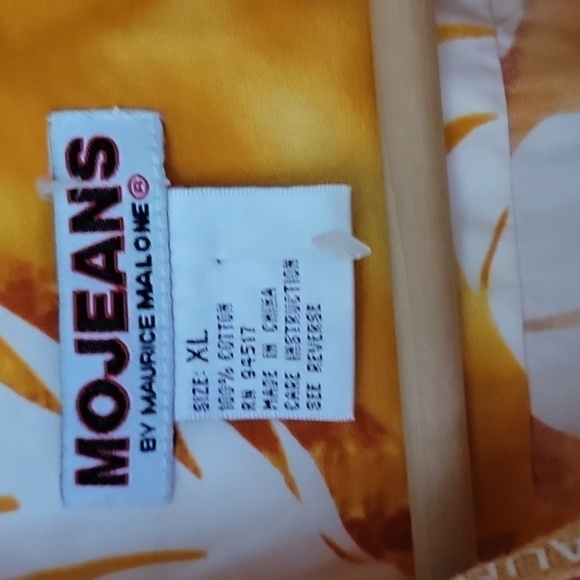 MOJEANS By Maurice Malone Hawaiian 100% Cotton Button Down Shirt Palm Leaves XL - Picture 2 of 16